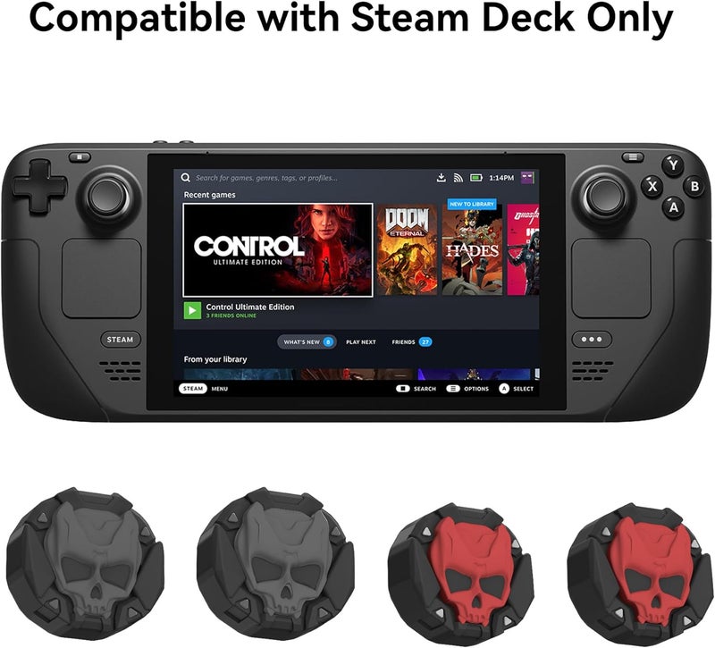 GEEKSHARE Thumb Grip Caps for Steam Deck Joystick,Soft Silicone Anti-Slip Thumbsticks Cover Set Compatible with Steam Deck Only - 2 Pairs/4 PCS (Black & Red) - Image 4